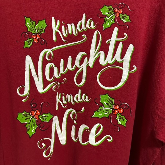 Women’s Red Country Life Kinda Naughty Kinda Nice Longsleeve Graphic Shirt sz 2X - Picture 5 of 7